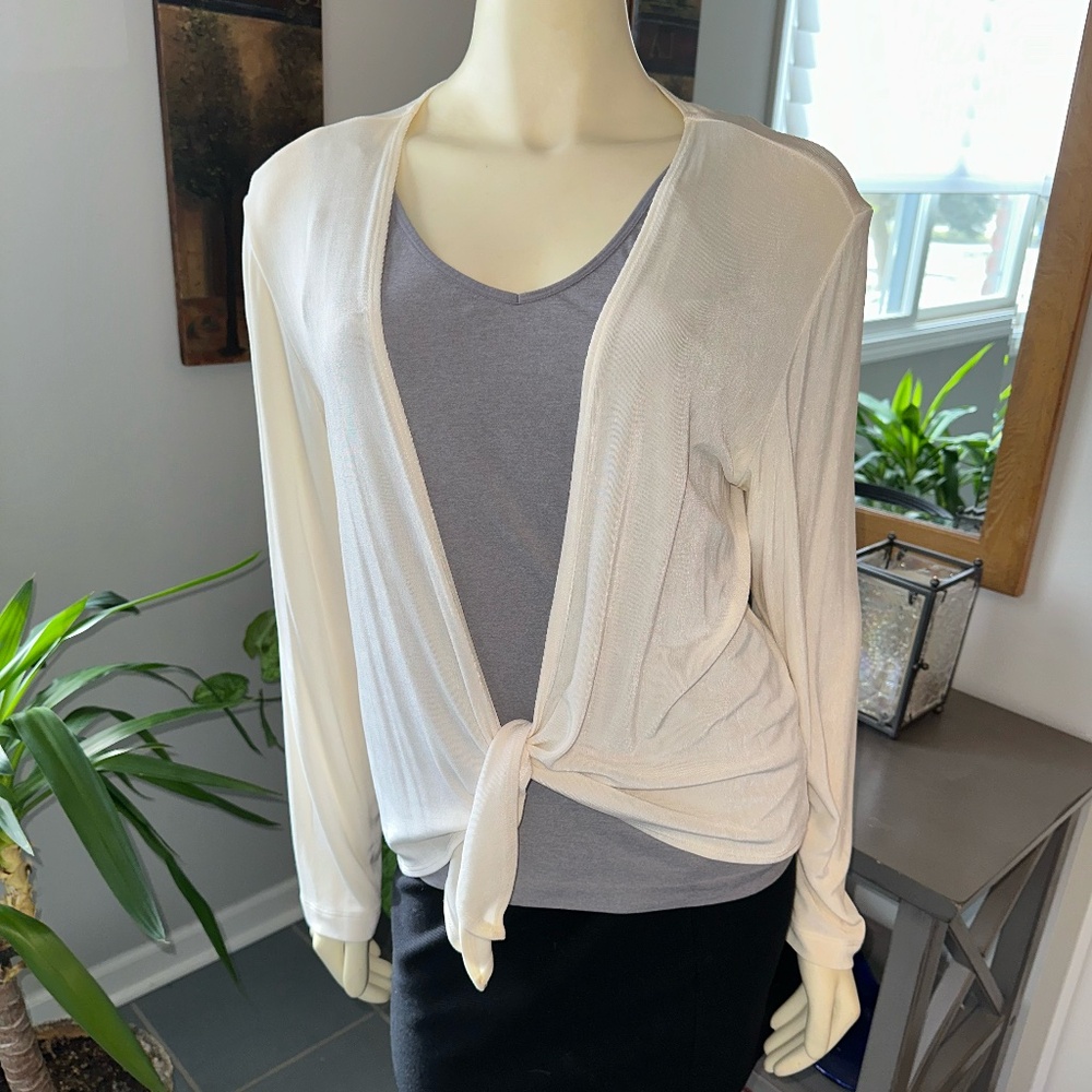 Chico's Traveler's Cream Cardigan with Tie Waist  ~ 3